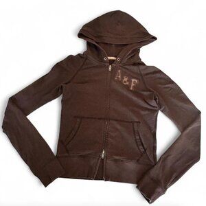 2000s Abercrombie & Fitch Brown zip up hoodie S/M